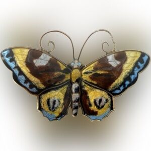 1950’s David Andersen Norway Enamel Butterfly Brooch Pin Sterling Silver